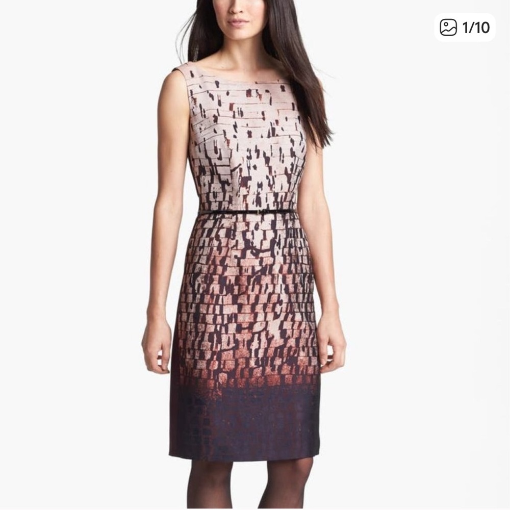 Boss Women’s Dinoma Sheath Purple/Burgundy/Black Dress w/ Belt Size 12 NWT